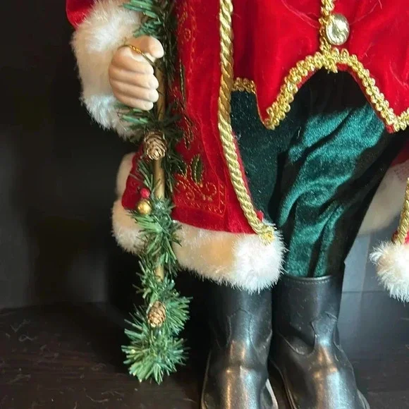 Holiday Time Standing Santa with Gifts And Walking Stick Christmas Decor 18” - Picture 5 of 10